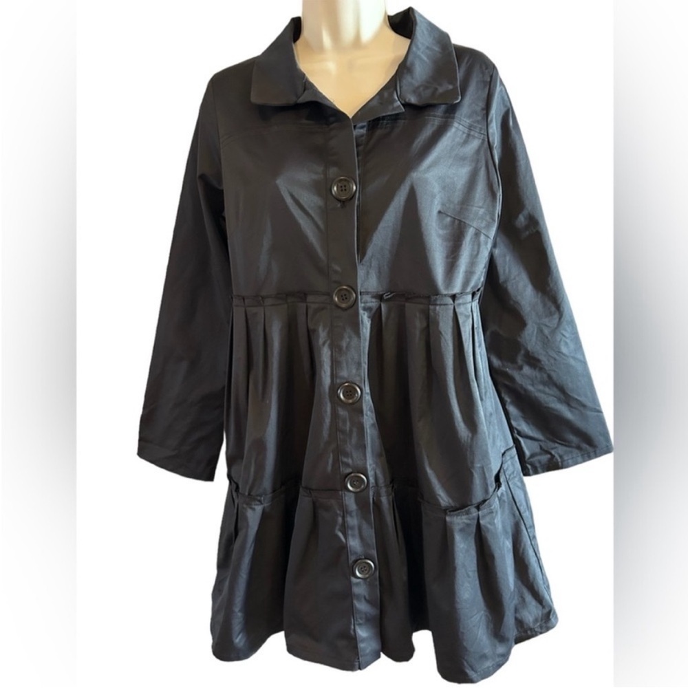 Black Button-Front Tiered Women’s Dress